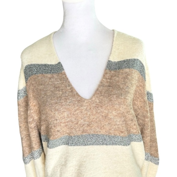 Veronica Beard - Miley Colorblock Metallic Pullover Sweater in Ivory Multi Sz S - Picture 4 of 9